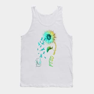 PTSD Awareness Survivor Warrior, Hippie Sunflower Elephant Tank Top